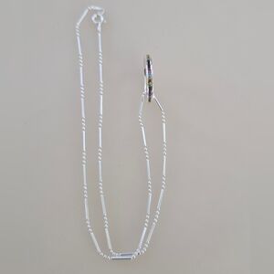 .925 Sterling Silver Italy Necklace With Multicolored Rhinestone Ring